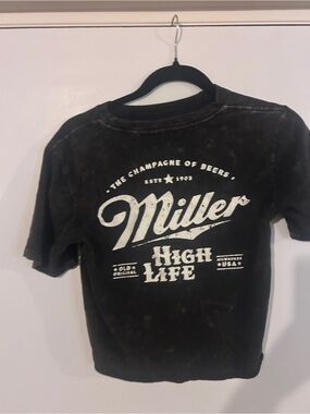 Miller High Life Black Cropped Graphic Tee - Women's Short Sleeve Top